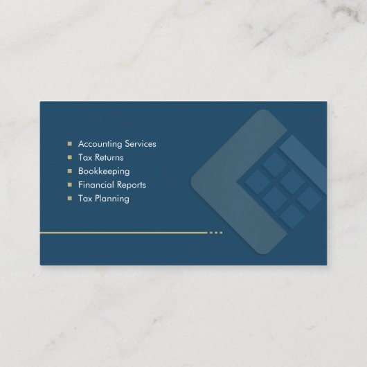Accountant Services - Indigo Blue en Beige Visitekaartje (Achterkant)