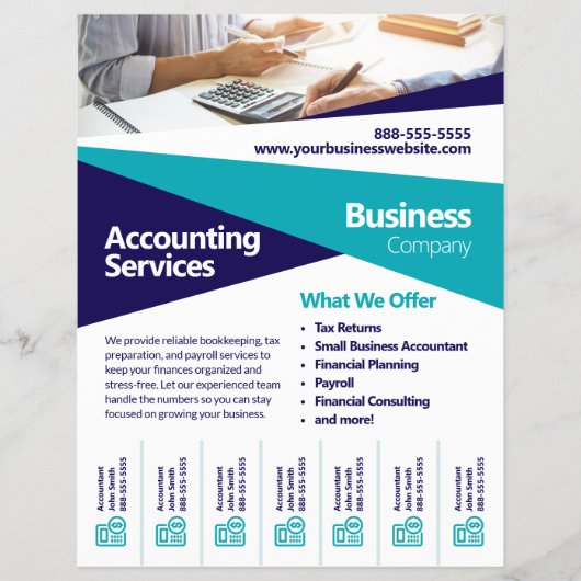 Accountant Tax Returns Tear Off Flyer Template (Voorkant)