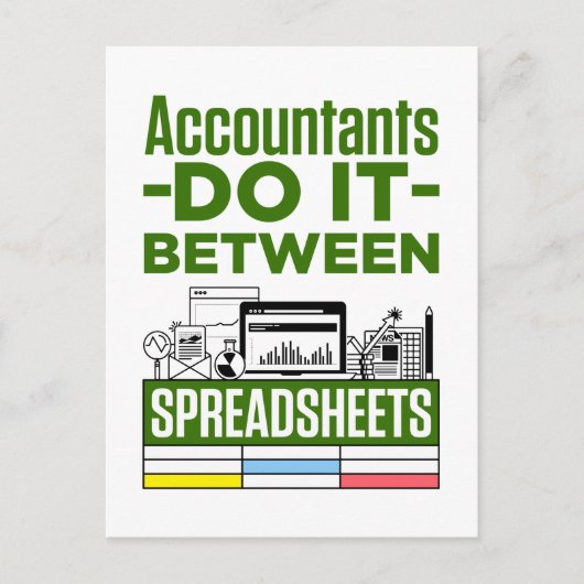 Accountants doen het tussen spreadsheets briefkaart (Voorkant)