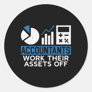 Accountants werken hun activa van de boekhouding ronde sticker