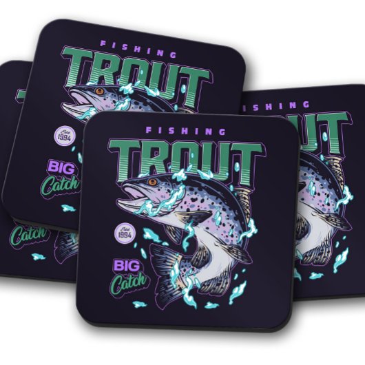Accroché sur le Dessous de verre truite | Pêche à 