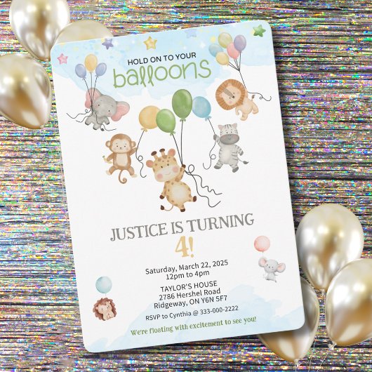 Accrochez-vous à vos Ballons Invitation d'annivers