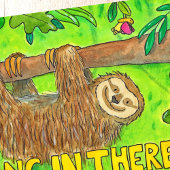 Accrochez-vous là - Carte de voeux Sloth de N. Jan