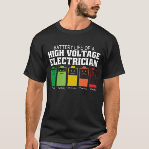 Accuduur van een hoogspanningselektricien t-shirt