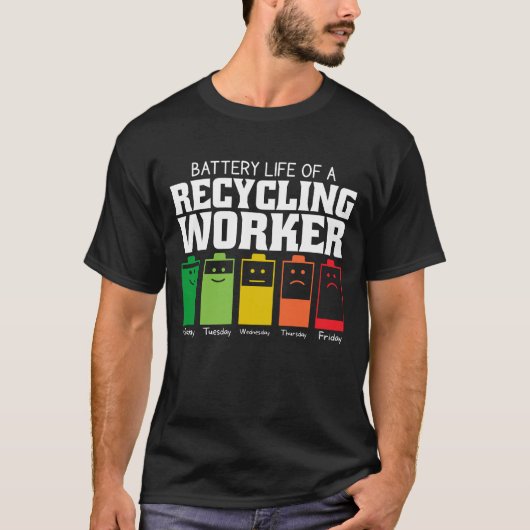 Accuduur van een recyclingmedewerker t-shirt (Voorkant)