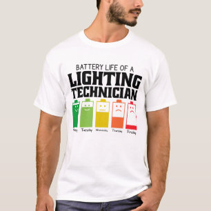 Accuduur van een verlichtingstechnicus t-shirt