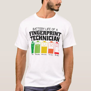 Accuduur van een vingerafdruktechnicus t-shirt