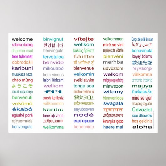 Accueil 80 Langues Poster - 5 tailles/Blanc (Devant)