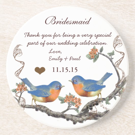 Accueil Bridesmaid Dessous de verre d'oiseaux Vint (Devant)