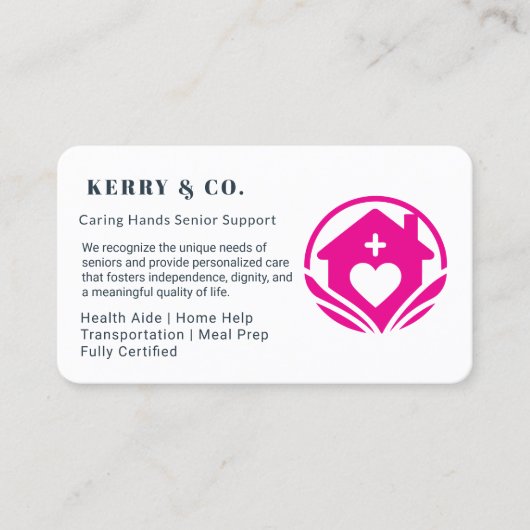 Accueil Carte de visite d'aide - Professionnels et (Devant)