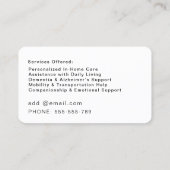 Accueil Carte de visite d'aide - Professionnels et (Dos)