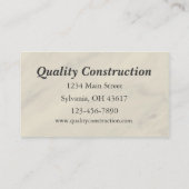 Accueil Carte de visite de rappel ou de constructi (Dos)