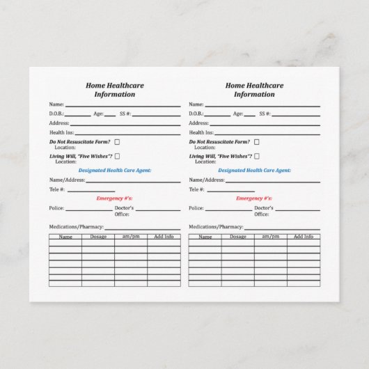 Accueil Cartes d'information d'identification pour (Devant)