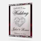 Accueil Coeur, Ruban Bourgogne et étincelle (Angle)