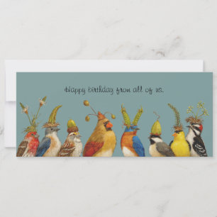 accueil d'anniversaire d'oiseau de la carte plat d