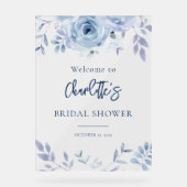 Accueil de la Fête des mariées Florale Bleu Dusty (Recto)