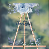 Accueil de la Fête des mariées Florale Bleu Dusty (Neutre)