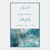 accueil de mariage abstrait bleu sarcelle marbre g (Recto)