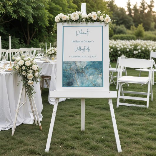 accueil de mariage abstrait bleu sarcelle marbre g