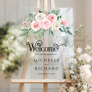 Accueil de mariage floral ivoire rose blush