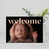 Accueil doré | Faire-part de naissance en feuille (Debout devant)