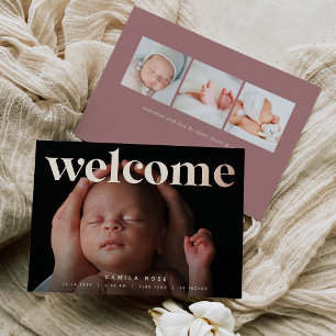 Accueil doré Faire-part de naissance Rose Gold F