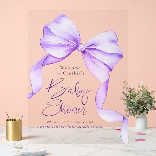 Accueil du Baby shower de ruban pourpre Bow (Mariage)