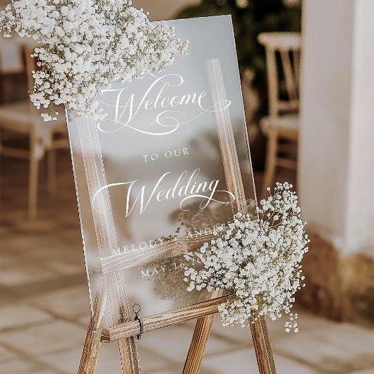 Accueil du Mariage de script blanc Tourbillonnant