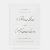 Accueil du Mariage de script vert clair formel (Recto)