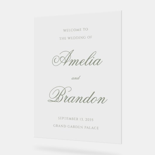 Accueil du Mariage de script vert clair formel (Angle)