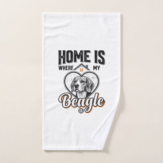 Accueil est où se trouve mon Beagle Design de chie (Serviette à main)