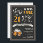 Accueil et bières modernes Invitation du 21e anniv<br><div class="desc">Surprise Cheers and Beers Invitation du 21e anniversaire avec design moderne et âge personnaliser.</div>