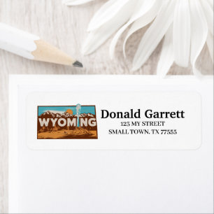 Accueil État Wyoming Retro Étiquette de adresse co