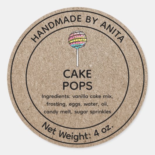Accueil Étiquette de pâtisserie cuite Kraft (Devant)