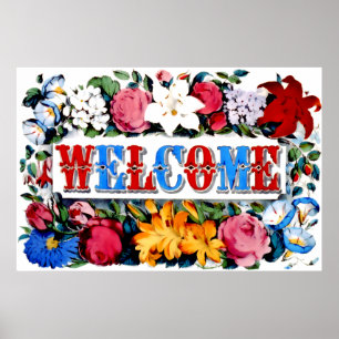 Accueil Floral vintage Accueil Poster Imprimer