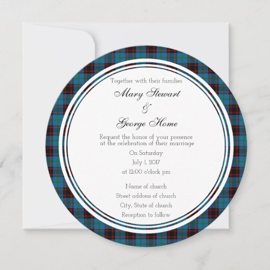Accueil Mariage écossais Invitation ronde (Devant)