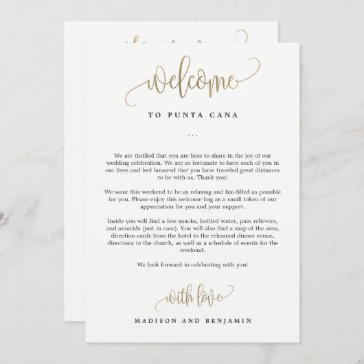 Accueil mariage Et Itinéraire Carte Faux Gold (Devant / Derrière)