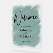 Accueil mariage moderne vert sauge peint (Angle)