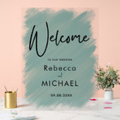 Accueil mariage moderne vert sauge peint (Mariage)