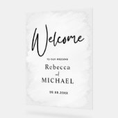 Accueil mariage monogramme peint en blanc moderne (Angle)