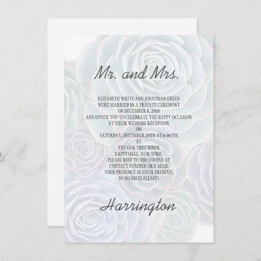 Accueil Mariage Privé Succulents Invitation (Devant / Derrière)