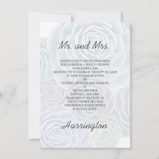 Accueil Mariage Privé Succulents Invitation (Devant)