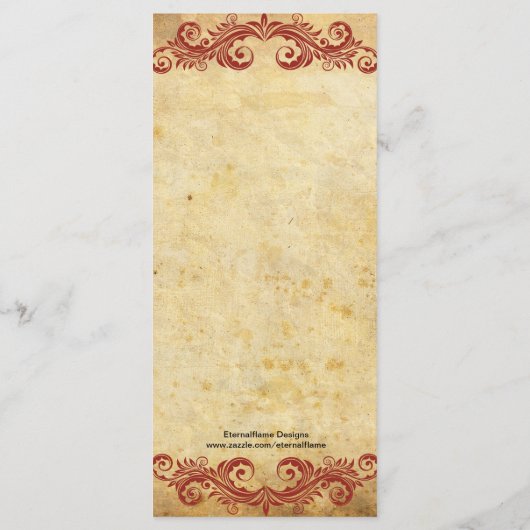 Accueil Mariage vintage Burgundy Swirl Menu (Dos)