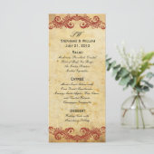 Accueil Mariage vintage Burgundy Swirl Menu (Debout devant)