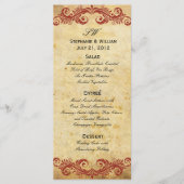 Accueil Mariage vintage Burgundy Swirl Menu (Devant)