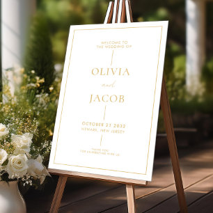 Accueil minimaliste Mariage or blanc moderne