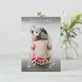 Accueil moderne Baby Gold Script Carte photo compl (Debout devant)
