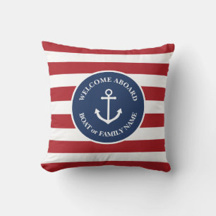 Accueil Nautique rayé à bord du coussin
