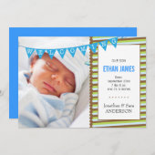 Accueil Nouveau bébé garçon photo Faire-part (Devant / Derrière)