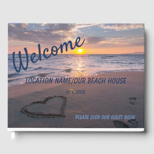Accueil Ocean Beach Sunset Blue Fonts Livre d'or (Recto)
